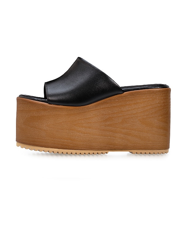 ブラック Platform Slide (Wood Patterned)