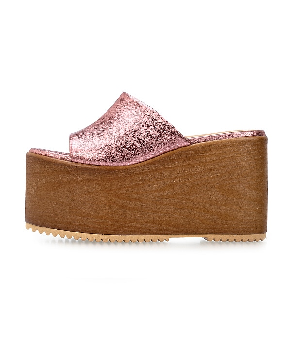 ピンク Platform Slide (Wood Patterned)