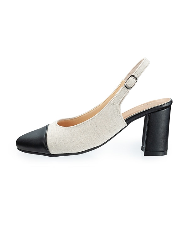 キャンバス (ヒール:ブラック) Slingback Pumps