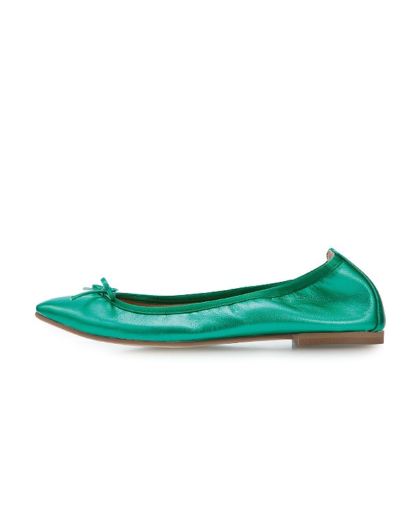 グリーン 【NEW】Leather Pointed Ballerina