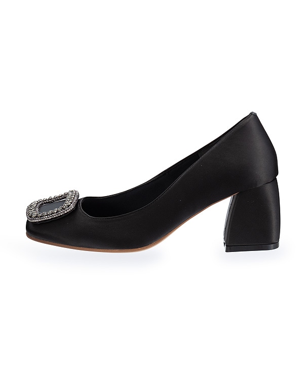 ブラック 【2足で10%OFF】Square Bijou Pumps