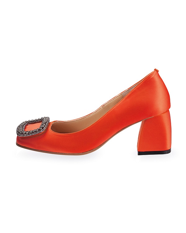 オレンジ Square Bijou Pumps